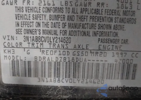 2020 Nissan Sentra Sv Xtronic Cvt from USA, damaged, VIN 3N1AB8CV0LY214620